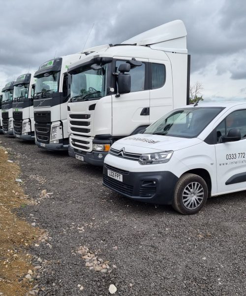 Intellistall van with articulated trucks in background